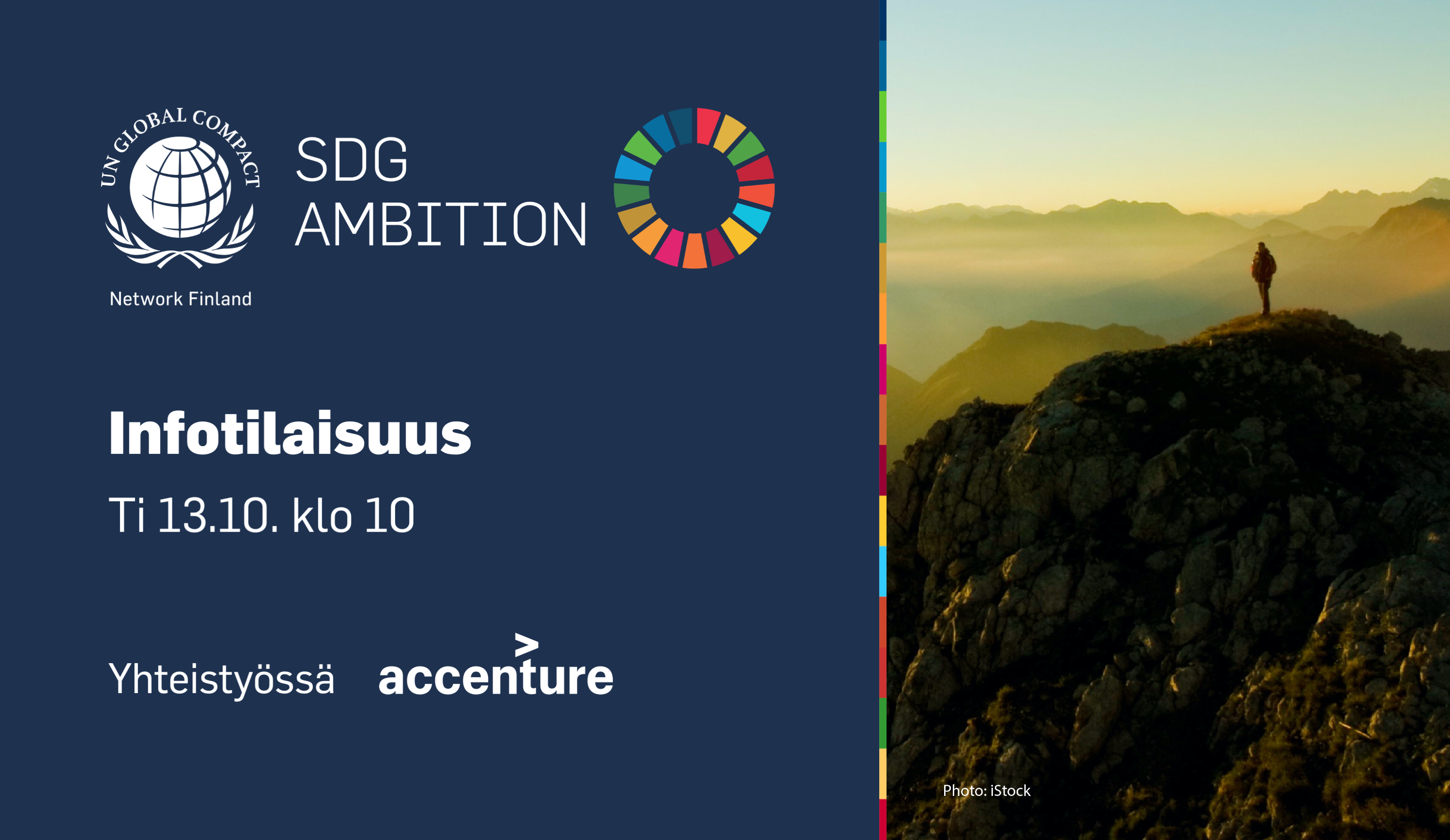 Suomen Global Compact -verkosto lanseeraa uuden SDG Ambition -koulutuksen yhdessä Accenture Finlandin kanssa. Tule kuulemaan lisätietoa koulutuksesta virtuaaliseen infotilaisuuteen ti 13.10. klo 10.