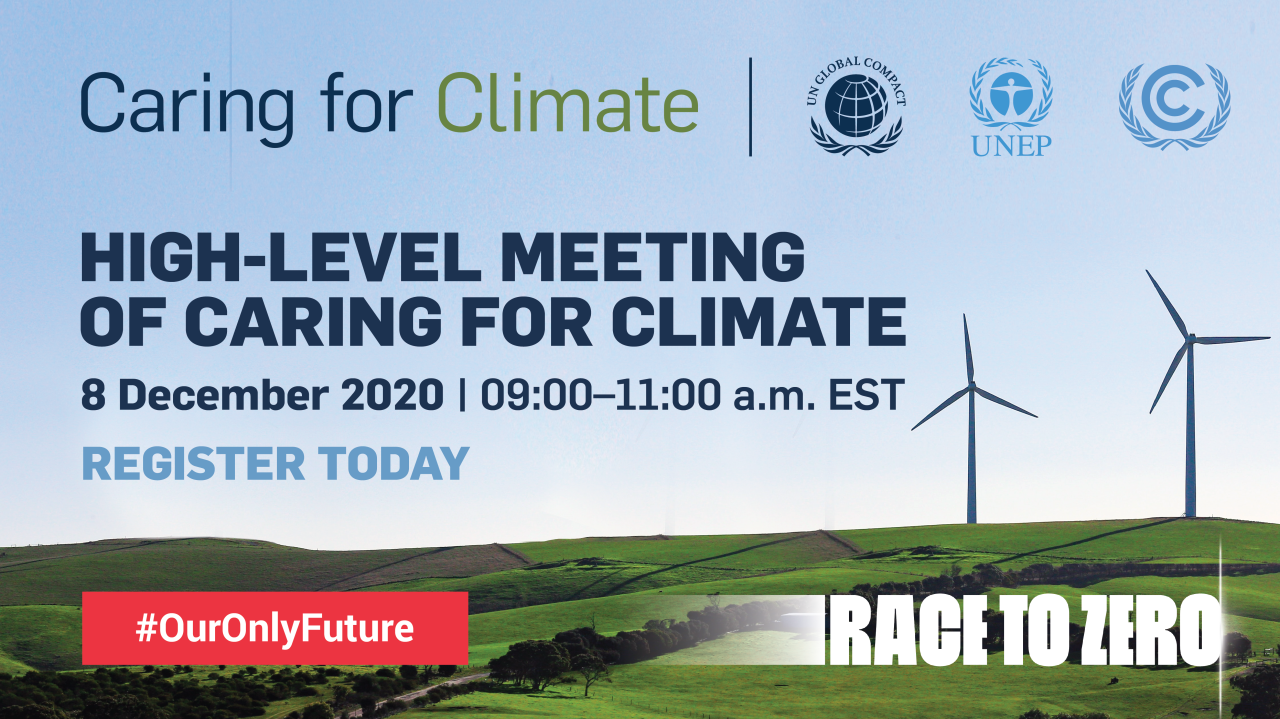 Vuosittainen ilmastotapahtuma High-Level Meeting of Caring for Climate järjestetään virtuaalisesti 8.12.2020. 