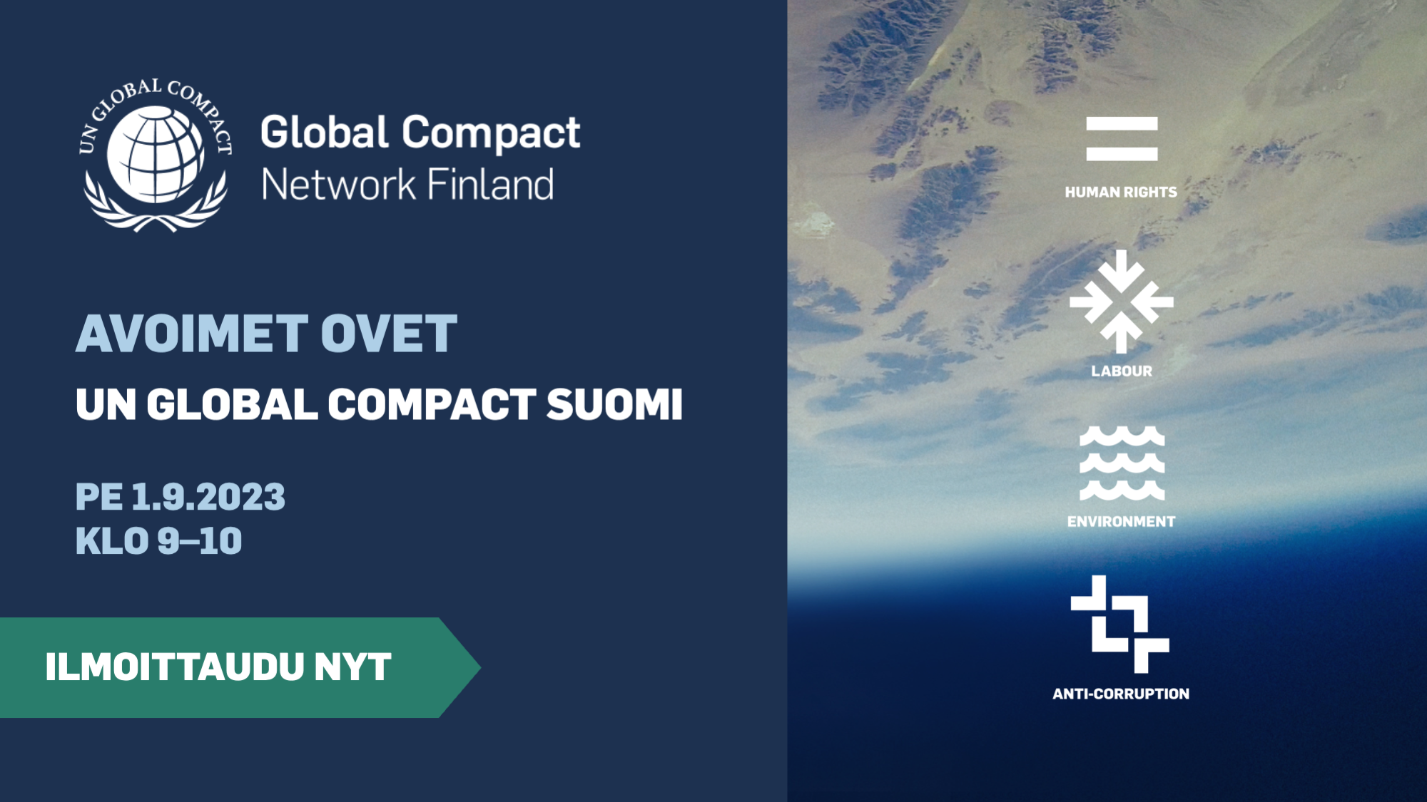 Onko maailman suurin yritysvastuualoite YK:n Global Compact sinulle vieras? Tule mukaan avoimien ovien webinaariin ja kuule, miksi yrityksesi kannattaa olla mukana!