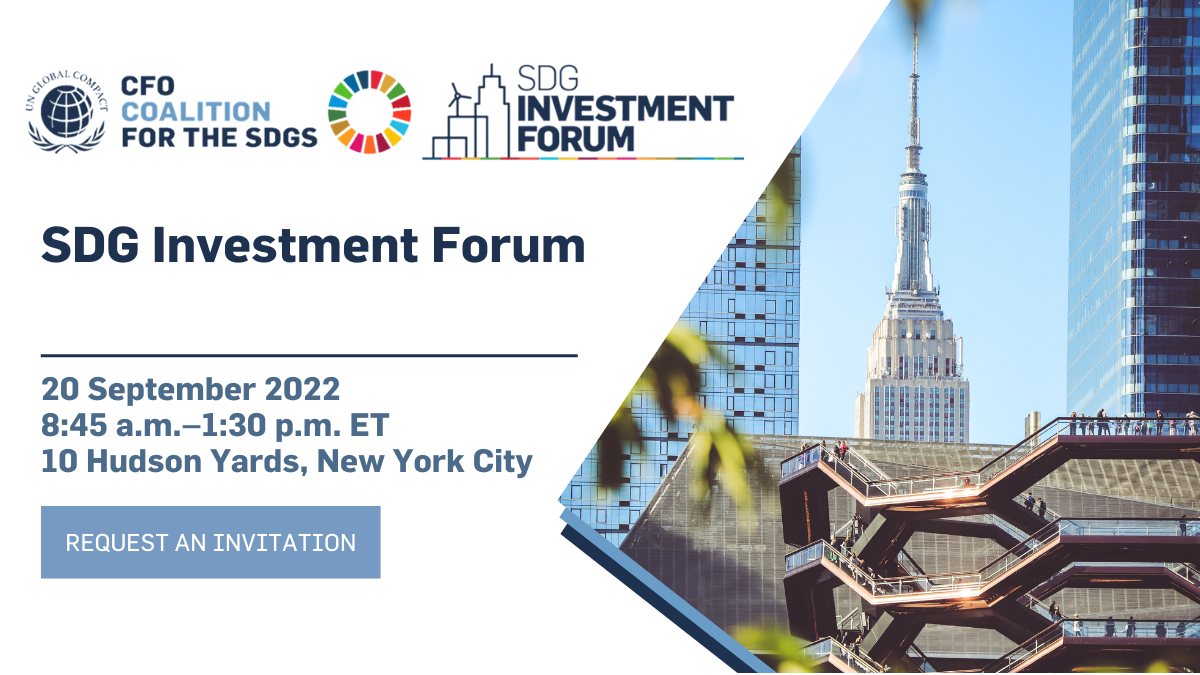 Join corporate leaders to discuss how the private sector can play a greater role in directing capital towards the SDGs.